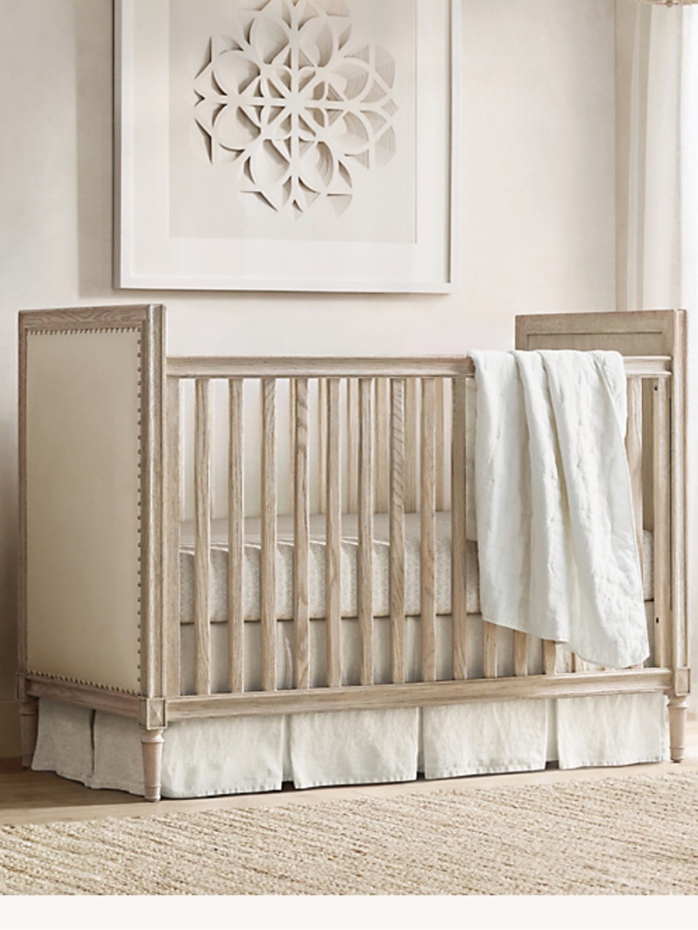RH Baby and Child Organic Linen Ivory Beige Crib Skirt Restoration Hardware